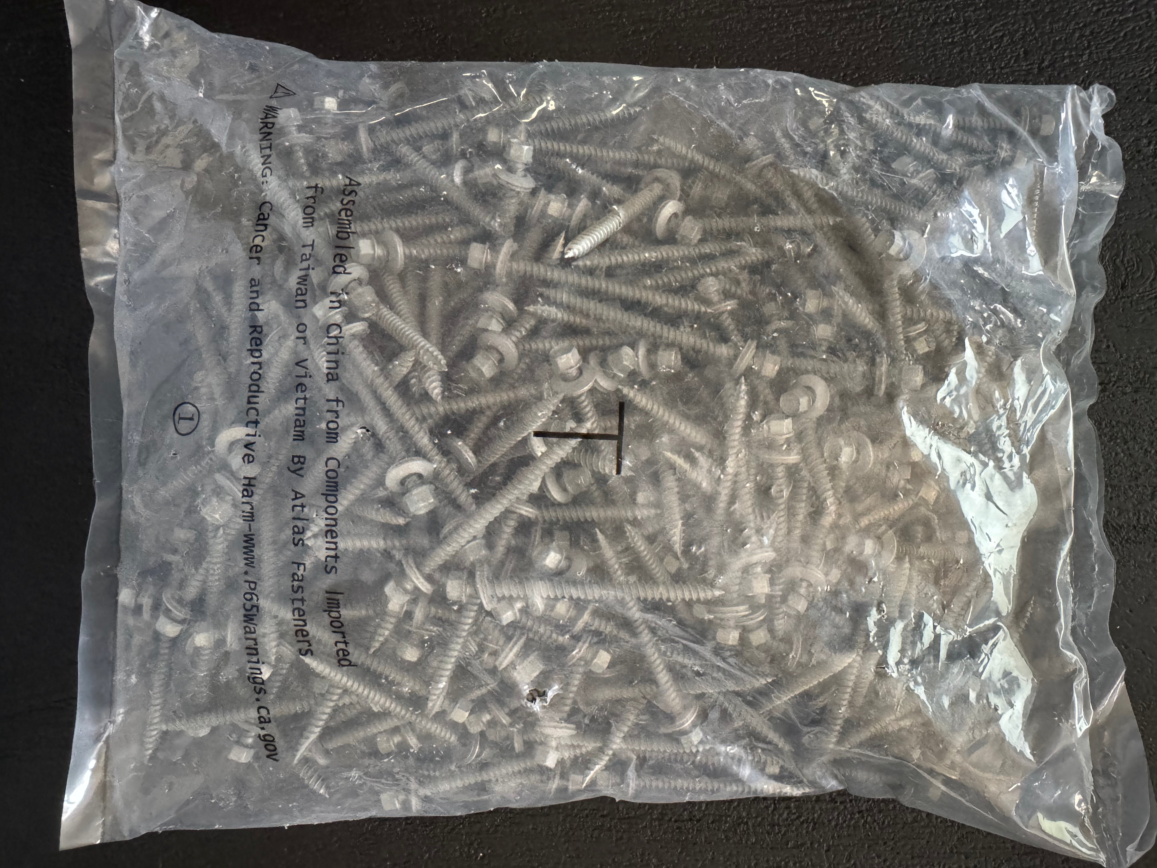 250 Unpainted ATLAS #10 x 2-1/2 Pole Barn Roofing metal to wood screws 2.5 inch
